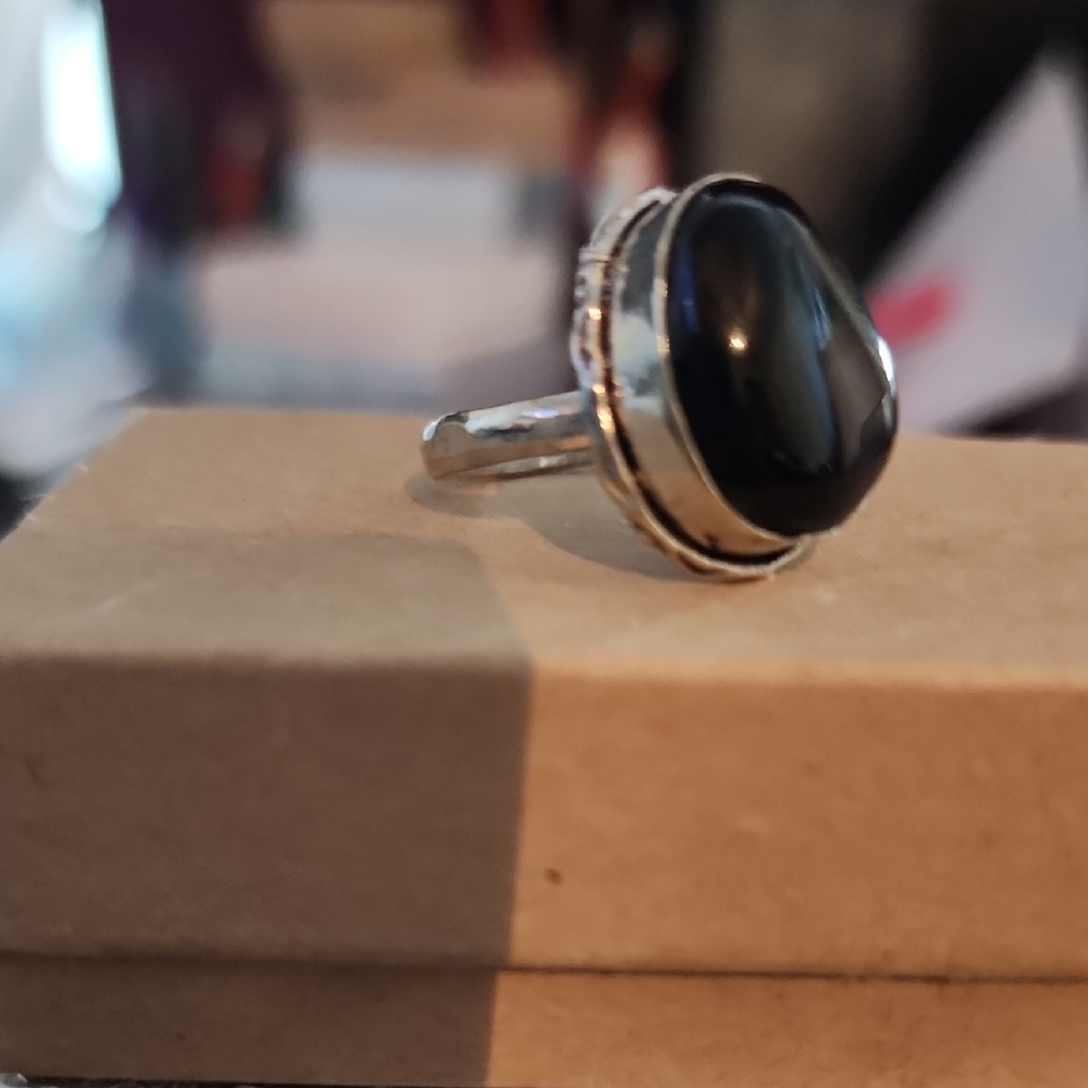 Silver Ring with Black Stone